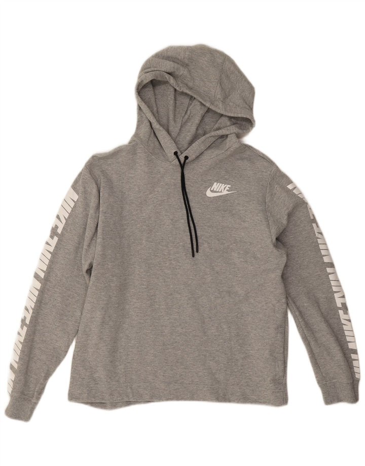 Nike - Sudadera con capucha para mujer, diseño gráfico, talla 40, algodón gris medio