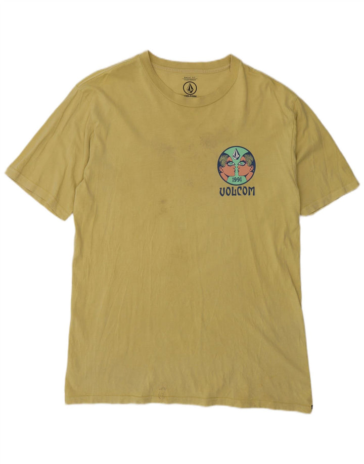 Camiseta Volcom Graphic para hombre, parte superior de algodón amarillo medio