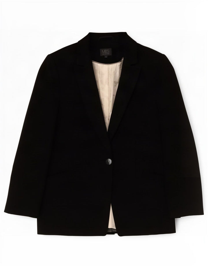 Marks & Spencer Chaqueta tipo blazer con 1 botón para mujer UK 10 Small Poliéster negro
