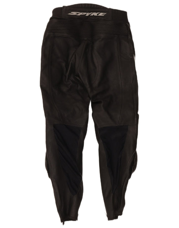 Spyke Pantalones de cuero con estampado de motocicleta para hombre IT 48 Medium W30 L28 Negro