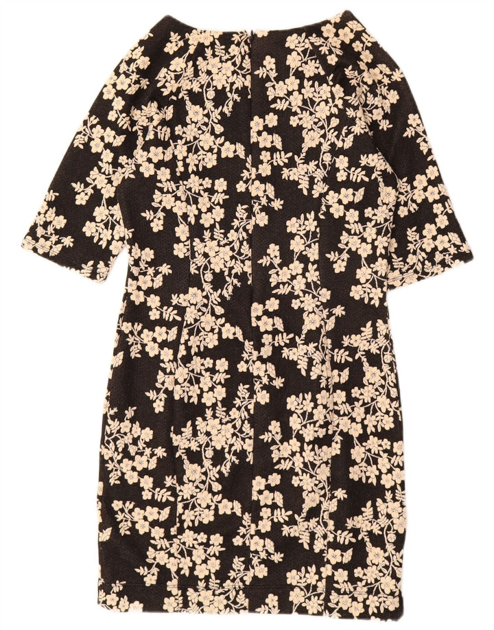 WAREHOUSE Vestido tubo de manga 3/4 para mujer UK 42 Algodón floral negro mediano