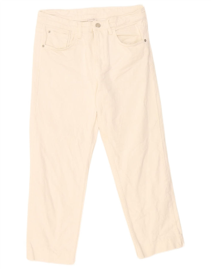 Massimo Dutti Vaqueros Cropped Mujer EU 40 Medium W30 L24 Blanco