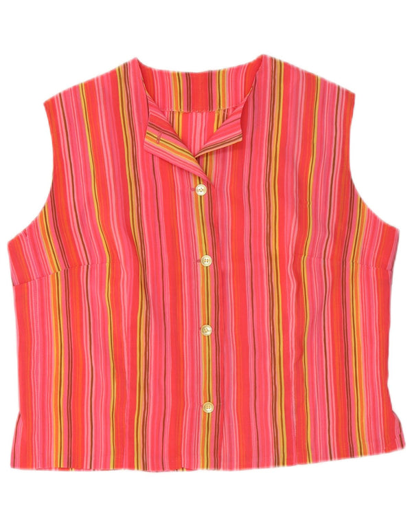 Vintage mujer crop sin mangas camisa blusa Reino Unido 14 medio rosa rayas