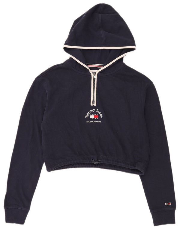 Tommy Hilfiger - Sudadera con capucha para mujer, diseño gráfico, talla UK 6 XS, algodón azul marino