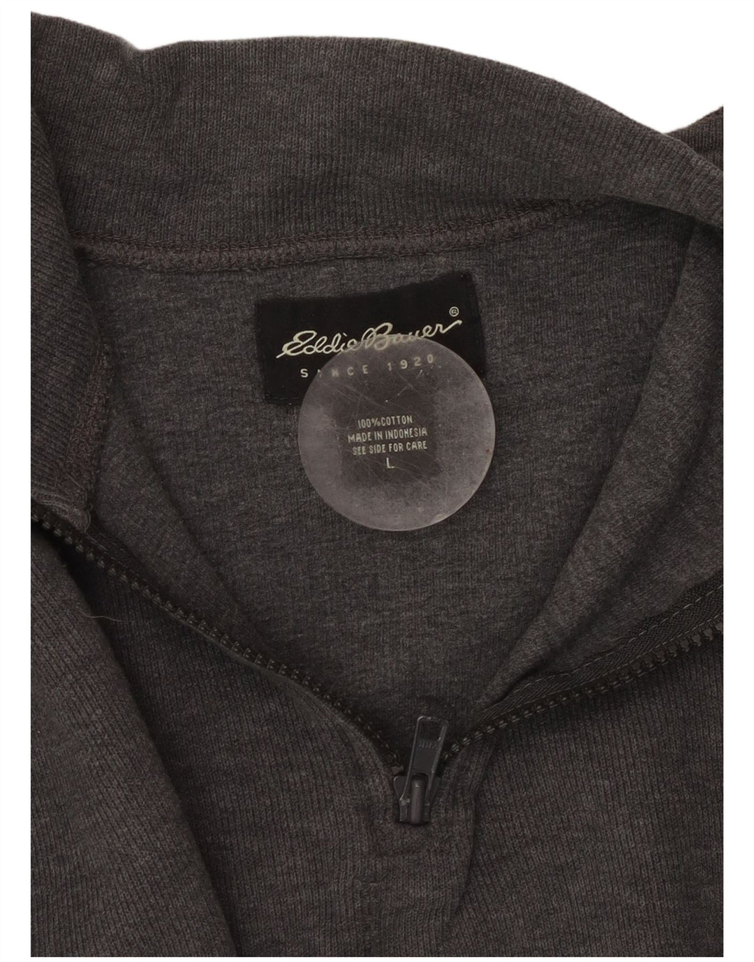 EDDIE BAUER Sudadera con cuello y cremallera para hombre, jersey grande de algodón gris con bloques de color