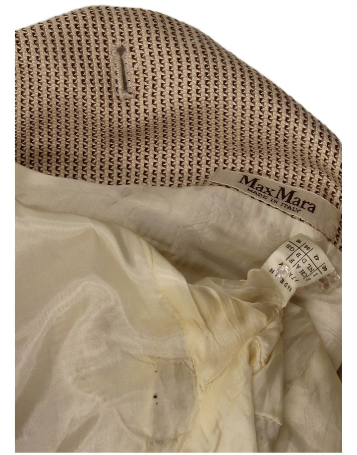 Max Mara Chaqueta tipo blazer con doble botonadura para mujer UK 46 Grande Beige Geométrico