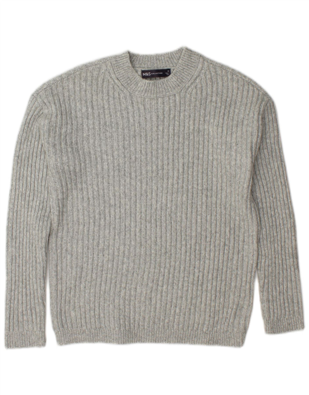Marks & Spencer Jersey de cuello redondo para mujer UK 6 XS Gris Poliéster