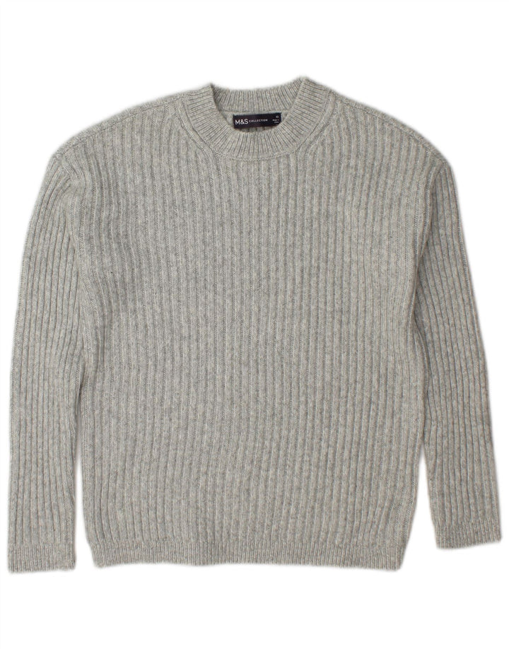 Marks & Spencer Jersey de cuello redondo para mujer UK 6 XS Gris Poliéster