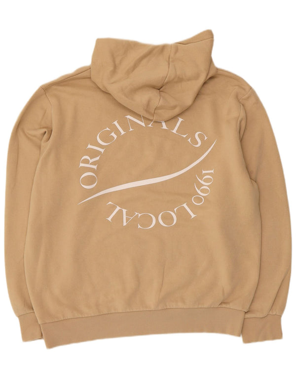 Jack & Jones Mens Graphic Hoodie Jumper Medium Beige Cotton