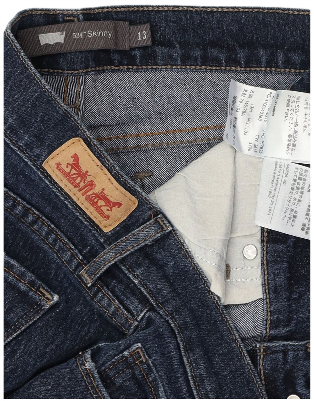 LEVI'S Jeans ajustados 524 para mujer US 13 Large W31 L32 Azul marino Algodón