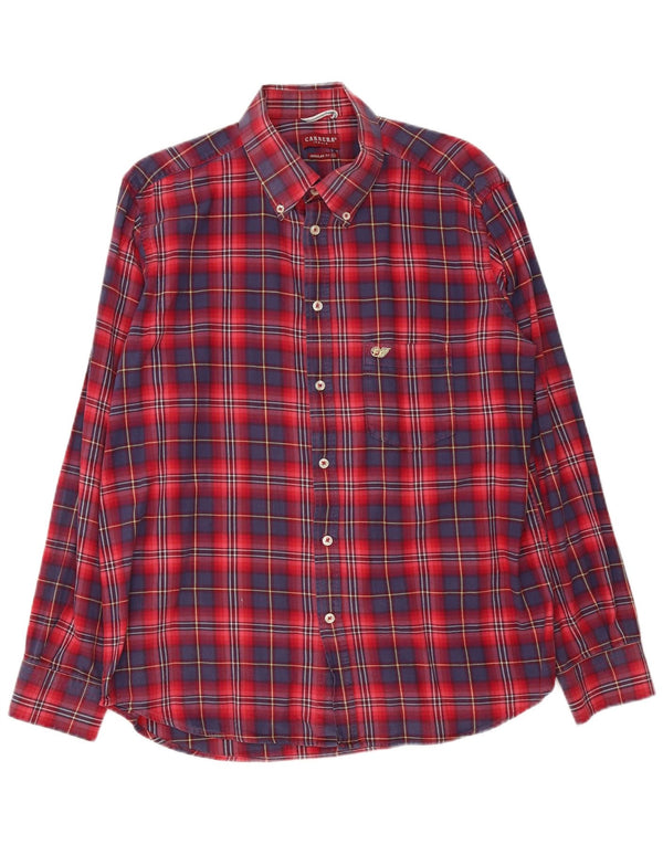 Carrera Camisa de franela de ajuste regular para hombre XL Algodón a cuadros rojos