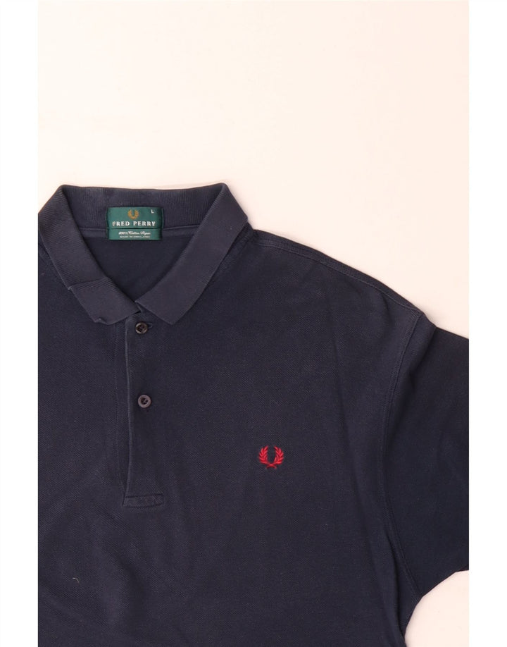 Fred Perry Polo Para Hombre Grande Azul Marino Algodón