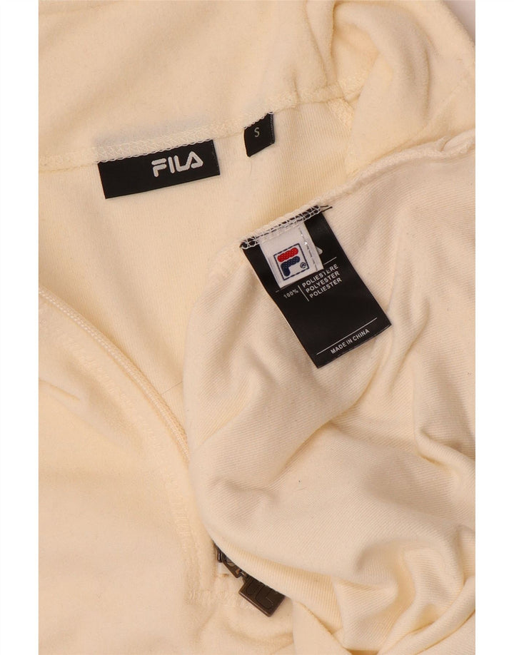 Fila Jersey de forro polar con cuello y cremallera para mujer UK 10 Small Off White Poliéster
