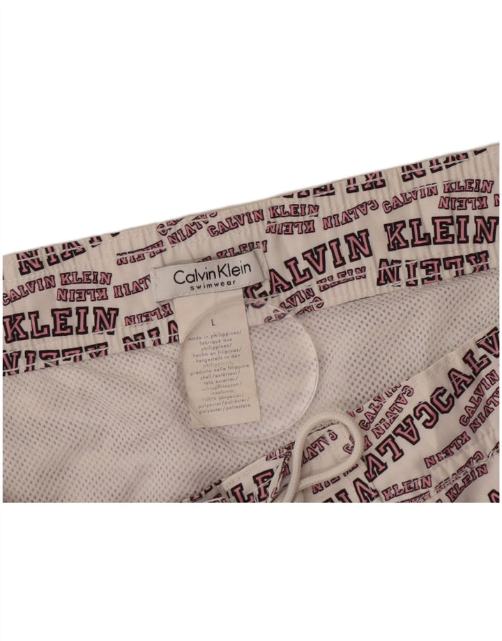 Calvin Klein Bañador con gráfico para hombre, tamaño grande, poliéster blanquecino