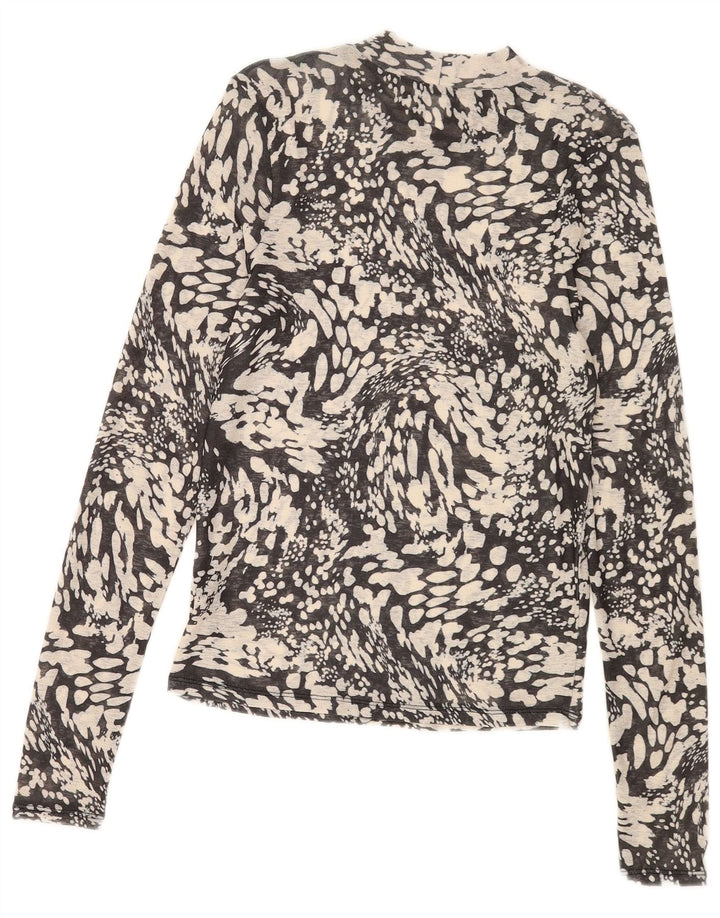 Topshop Top de mujer de manga larga UK 44 Poliéster con lunares grises grandes