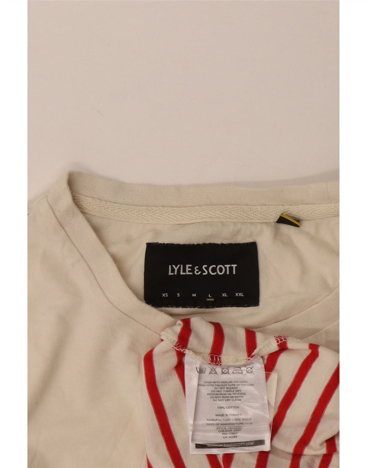 Lyle & Scott Camiseta para hombre Top grande de algodón a rayas blancas