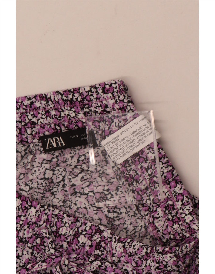 ZARA Mujer Mini Falda Escalonada Pequeña W27 Viscosa Floral Multicolor