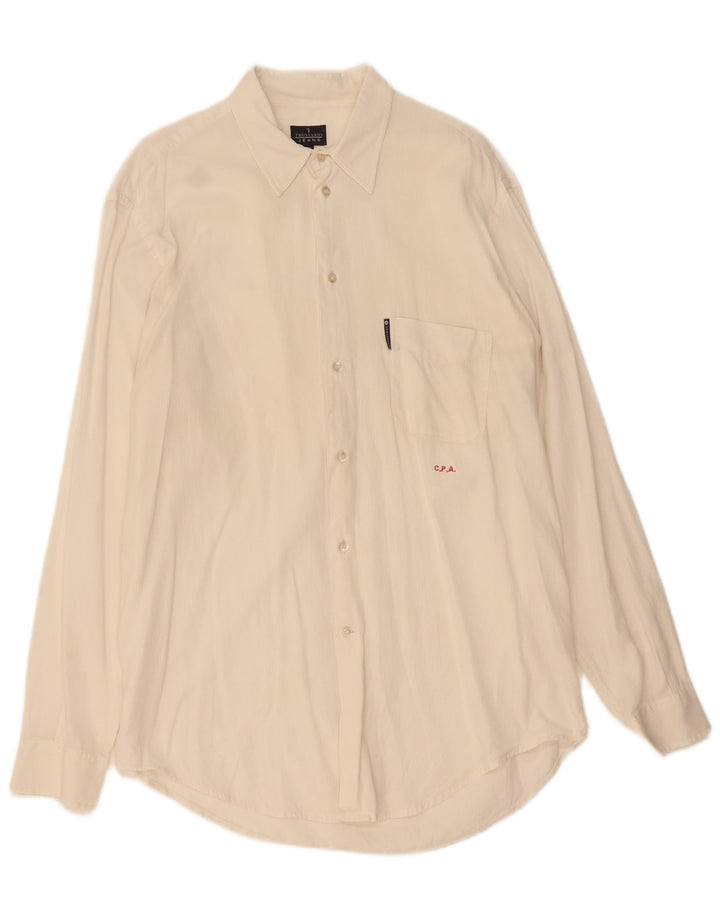 TRUSSARDI JEANS Mens Shirt 2XL White Cotton