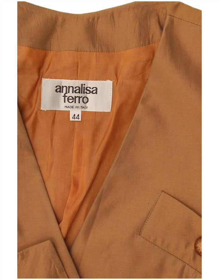 Annalisa Ferro Chaqueta tipo blazer corta de manga corta para mujer IT 44 Marrón medio