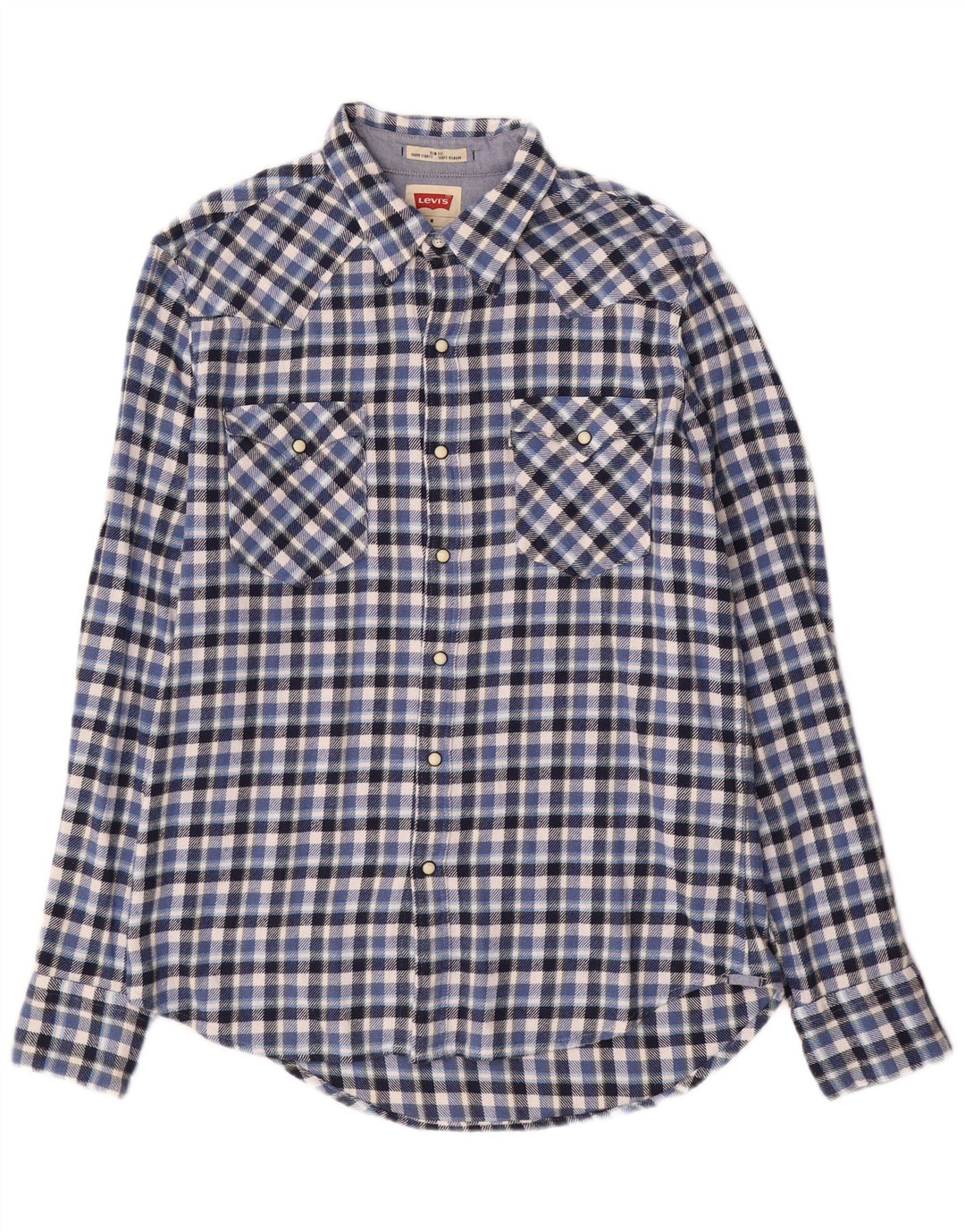 Camisa de franela de corte slim de algodón a cuadros azul medio Levi's Hombre
