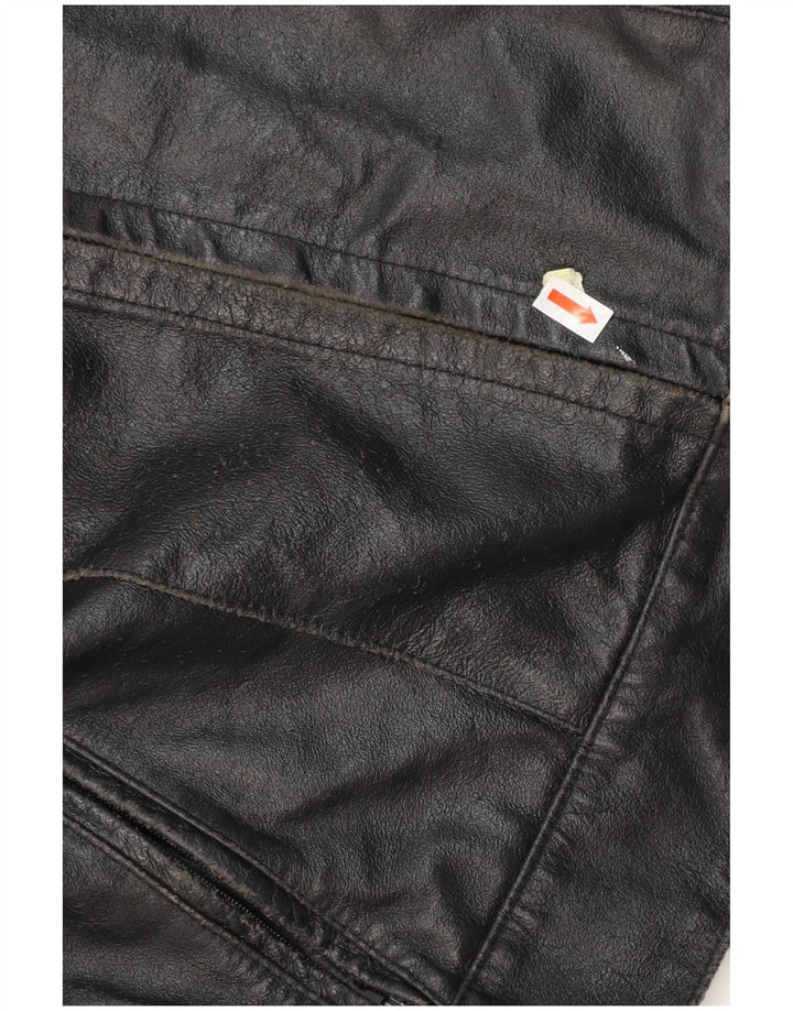 VINTAGE Chaqueta Racer de Cuero para Mujer IT 42 Cuero Negro Medio
