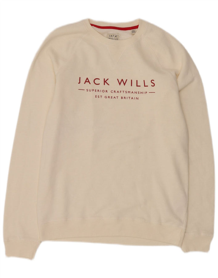 Jack Wills Hombre Sudadera Gráfica Jumper Medium Off White Algodón