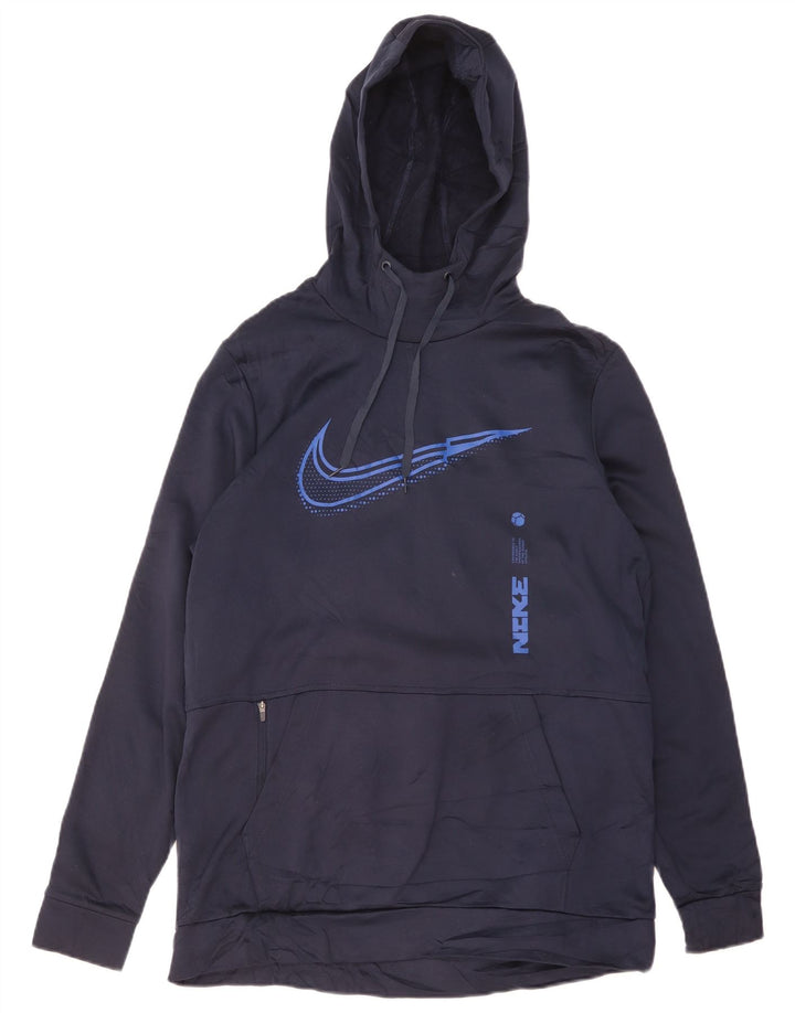 NIKE Sudadera con capucha Dri Fit Graphic para hombre, talla grande, poliéster azul marino