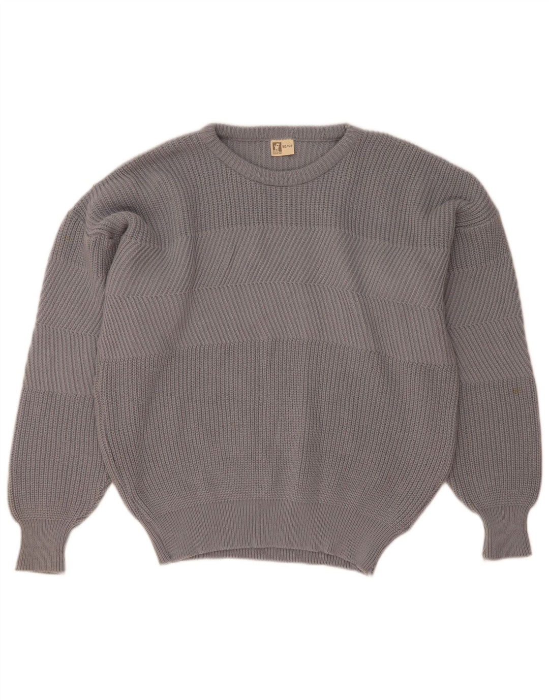Vintage hombres cuello redondo jersey suéter IT 50/52 lana gris grande