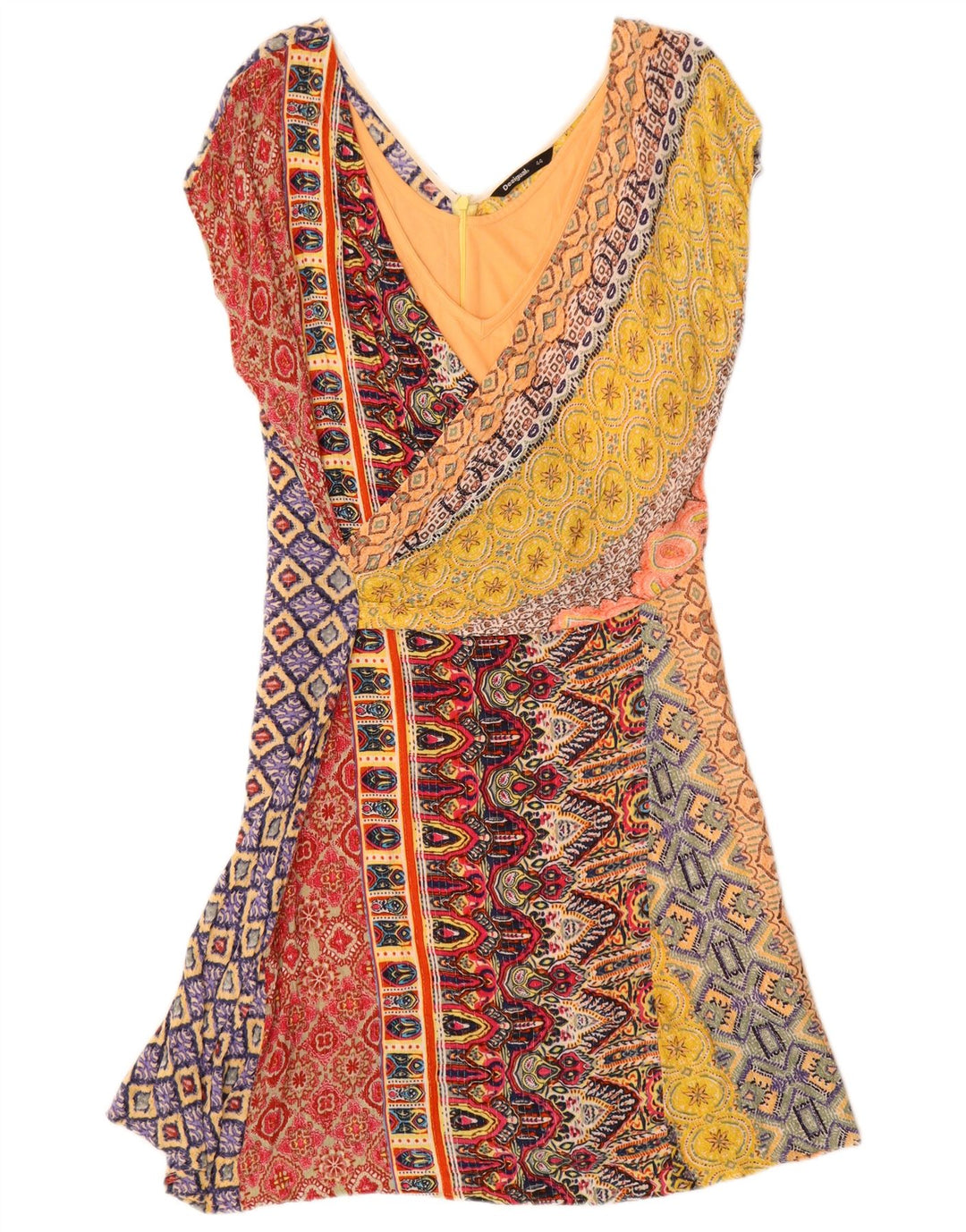 Desigual Vestido Acampanado EU 44 XL Multicolor Geométrico