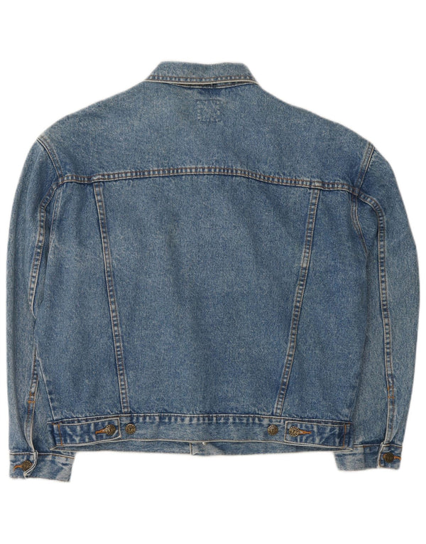 Vintage mujer chaqueta de mezclilla de gran tamaño Reino Unido 14 algodón azul medio
