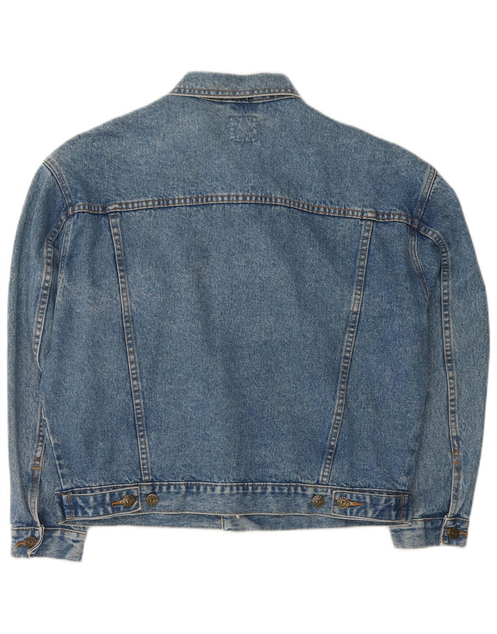 Vintage mujer chaqueta de mezclilla de gran tamaño Reino Unido 14 algodón azul medio