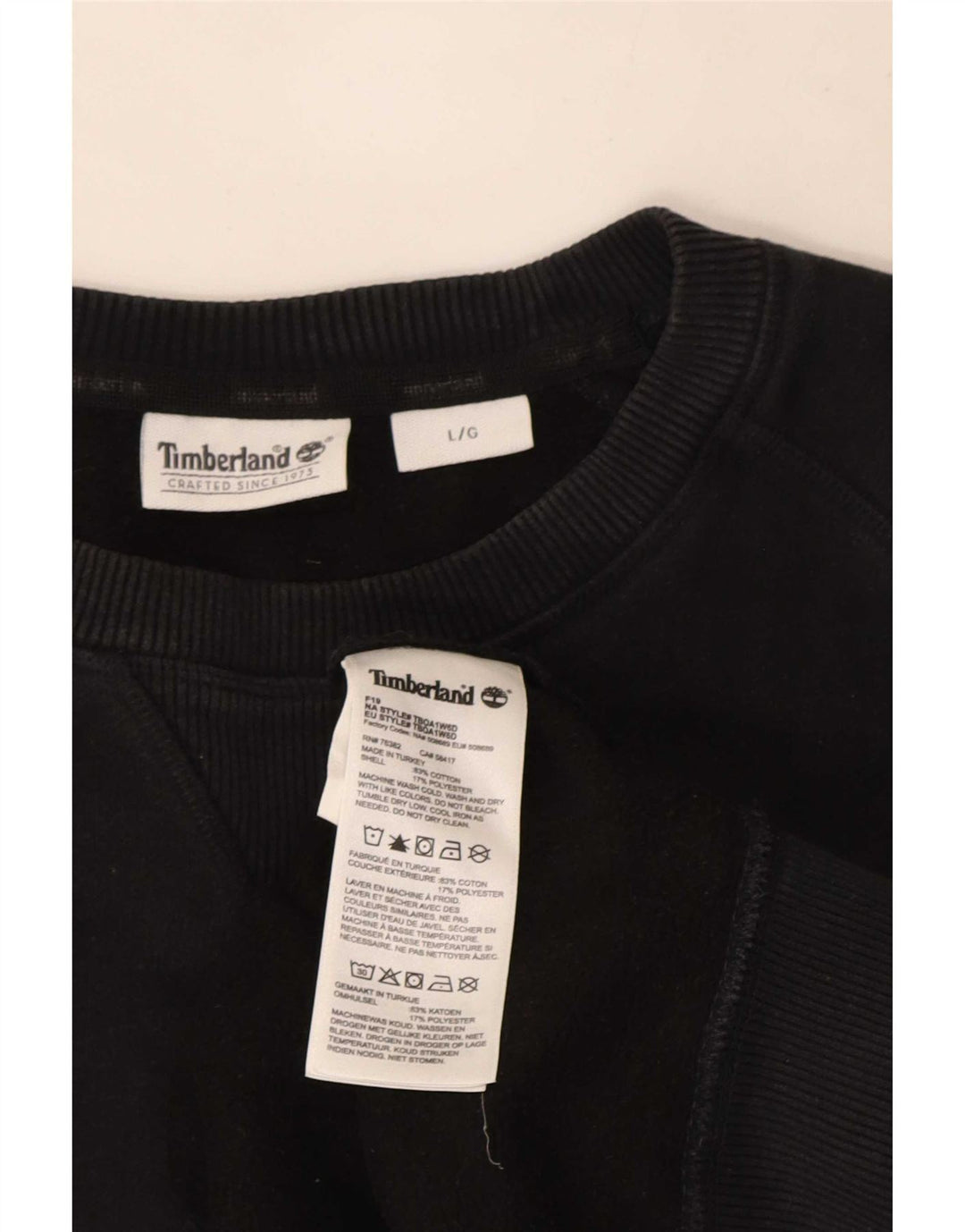 Timberland Hombre Sudadera Jumper Grande Algodón Negro