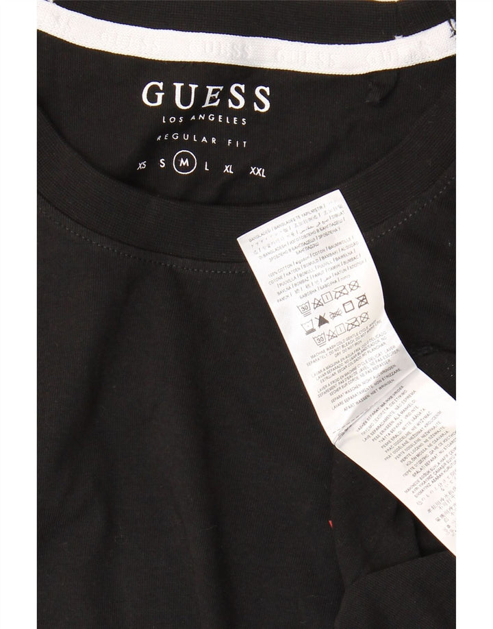 GUESS Top gráfico de manga larga para hombre Algodón color block medio negro