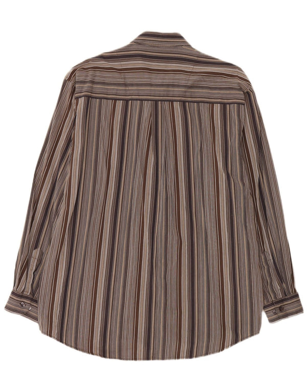 Camisa Lerros Hombre XL Algodón Rayas Marrón