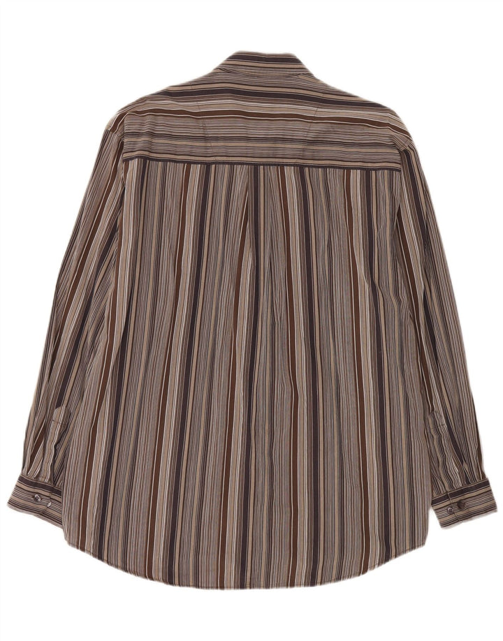 Camisa Lerros Hombre XL Algodón Rayas Marrón