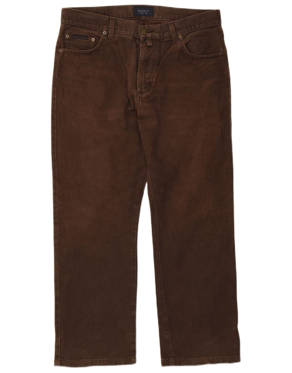 Gant Pantalones rectos informales para hombre W36 L28 Algodón marrón