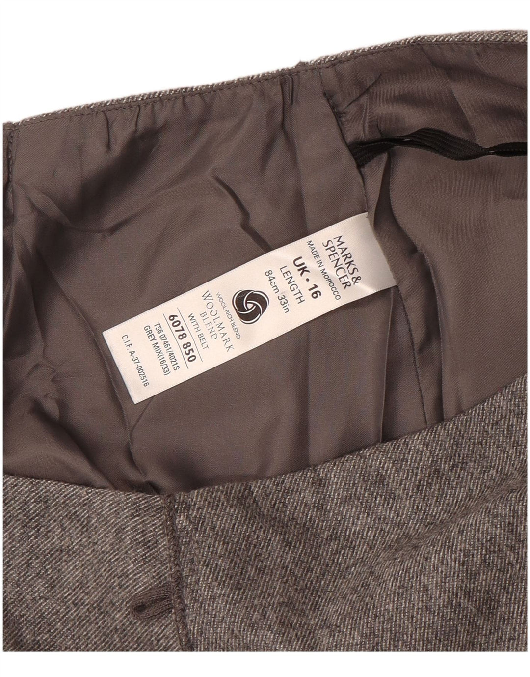 Marks & Spencer Falda Acampanada para Mujer UK 46 Grande W32 Lana Gris