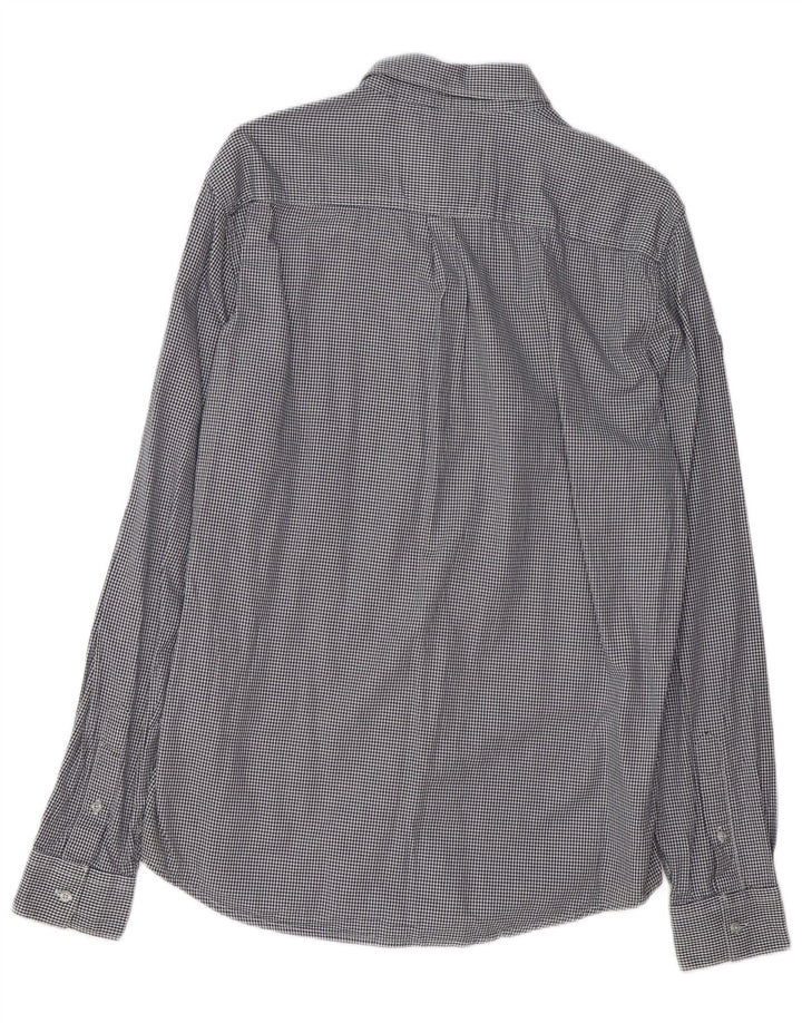 SUPERDRY Camisa de corte regular para hombre de algodón con pata de gallo azul marino grande