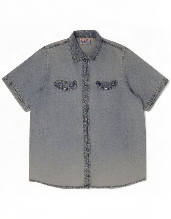 Positano by Jean Paul Camisa vaquera de manga corta para mujer US 2 XS Azul