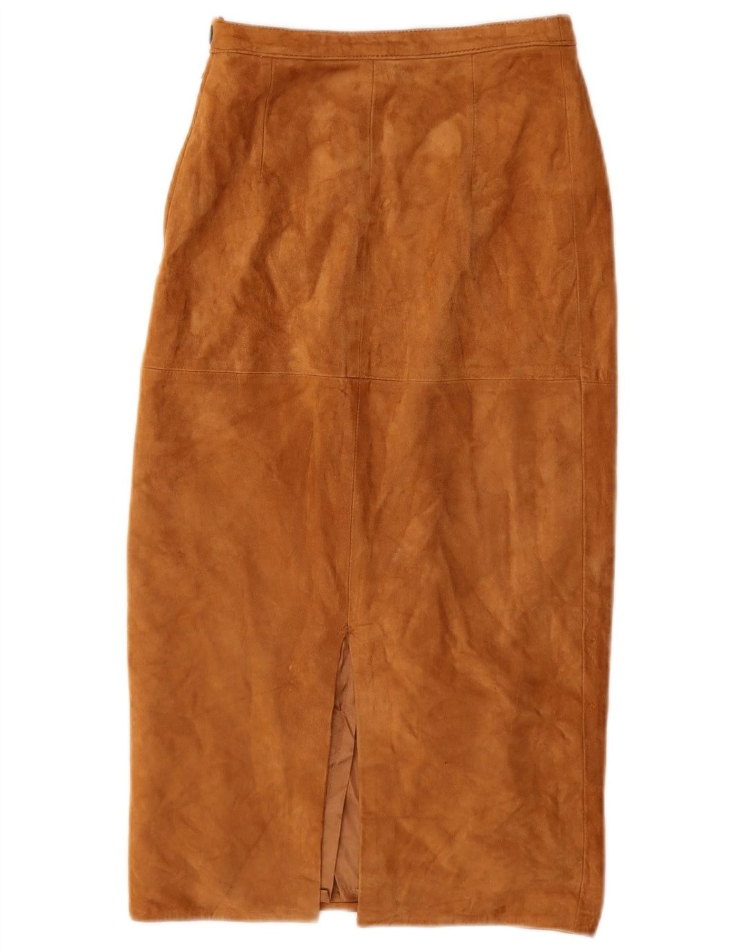Falda midi de ante vintage para mujer W28 Beige medio