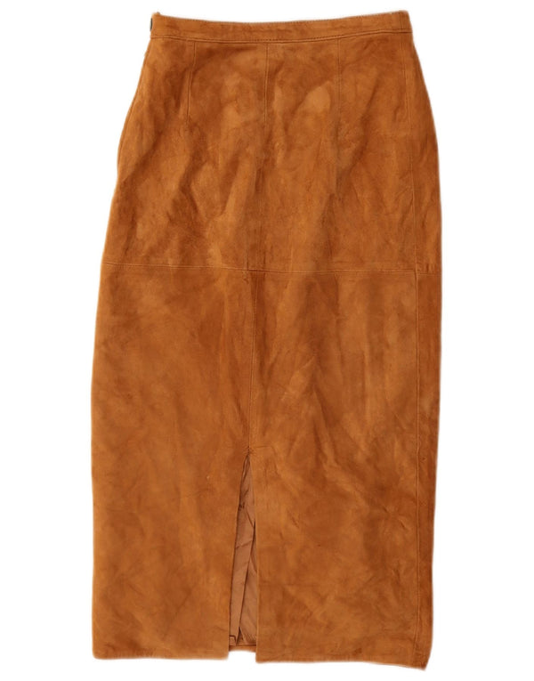 Falda midi de ante vintage para mujer W28 Beige medio