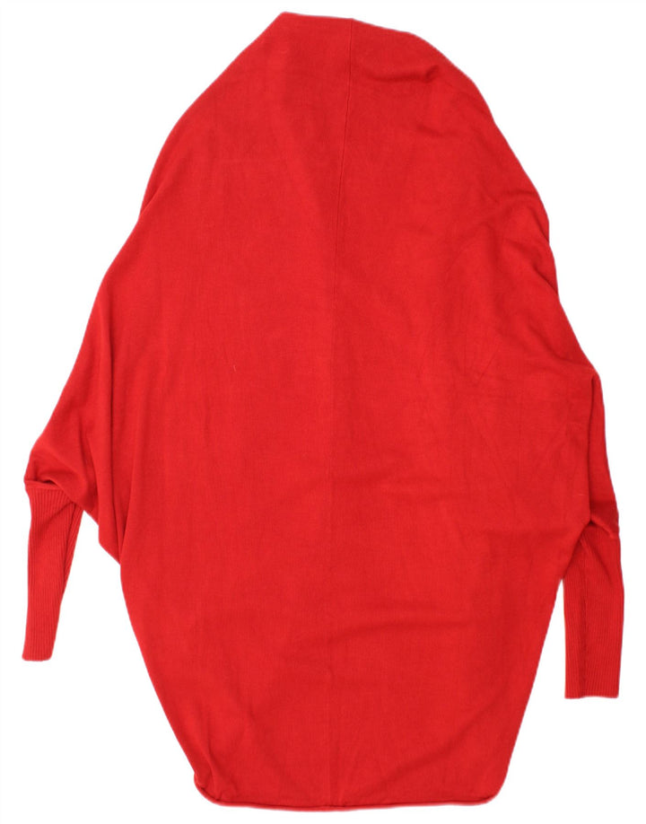 Zara Suéter tipo cárdigan abierto, largo, extragrande, para mujer, talla 44, talla M, color rojo