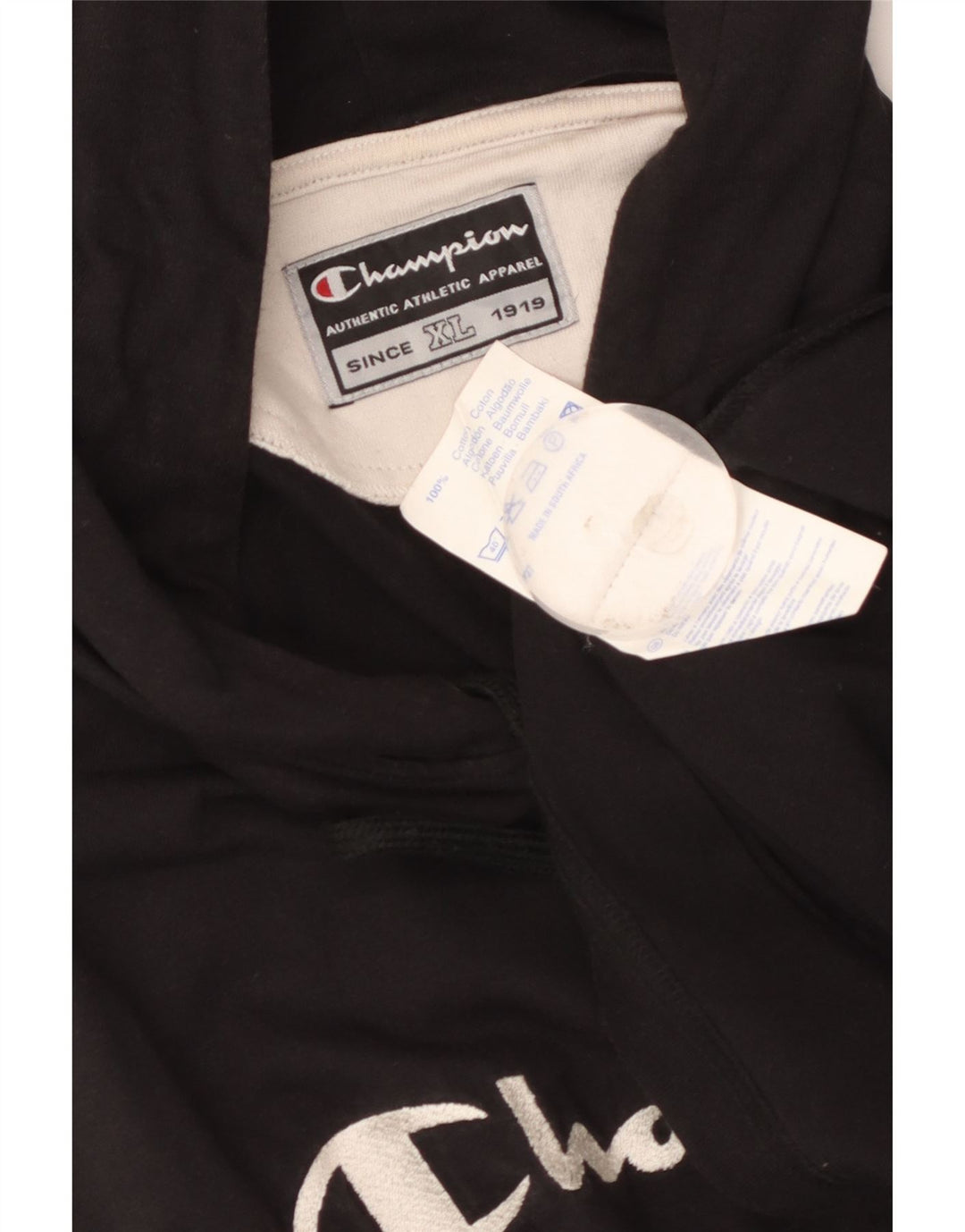 Champion Chaleco Gráfico Con Capucha Para Hombre XL Algodón Negro