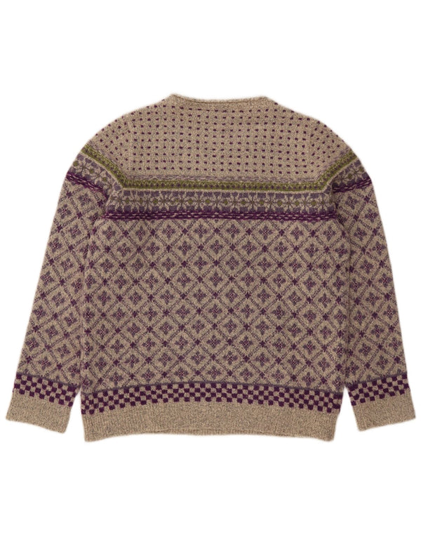 Weird Fish Suéter tipo jersey con cuello barco para mujer UK 40 Grande Gris Fair Isle