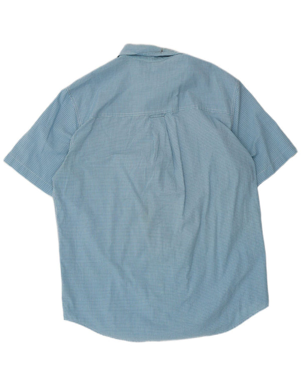 Chaps Camisa de manga corta para hombre de algodón a cuadros azul medio