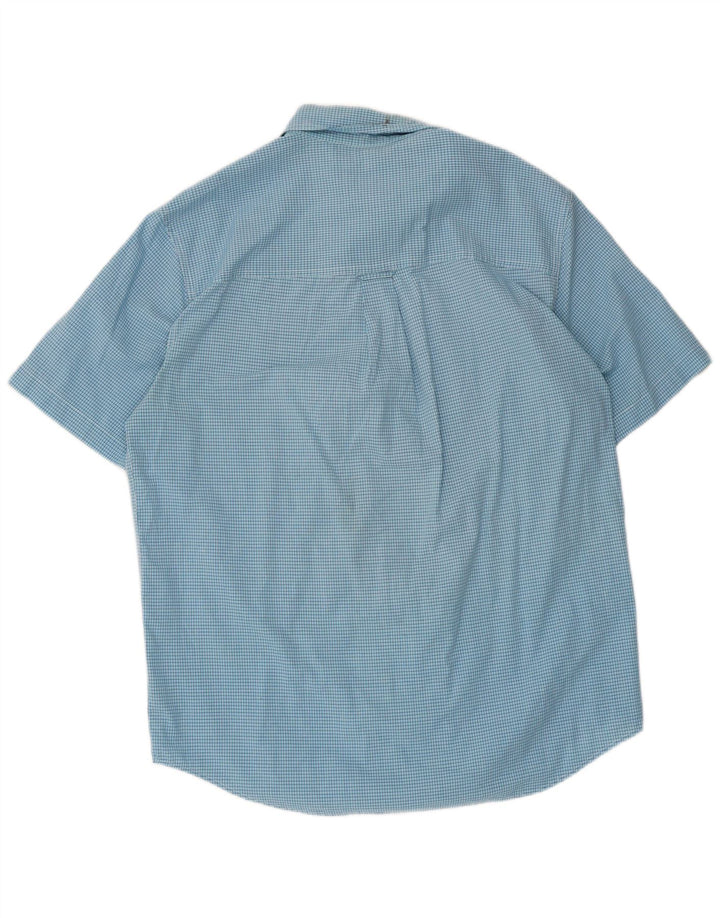 Chaps Camisa de manga corta para hombre de algodón a cuadros azul medio