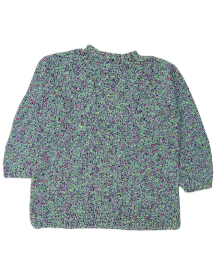 VINTAGE Mujer Cuello Tortuga Jersey Suéter Reino Unido 18 XL Azul Flecked