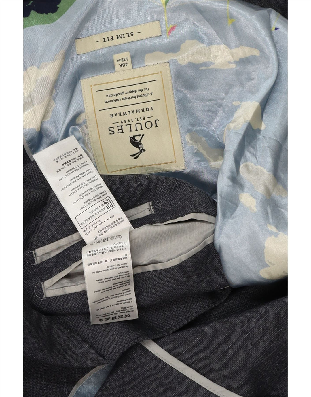 Chaqueta tipo blazer ajustada con 2 botones para hombre Joules UK 48 4XL Lana moteada gris