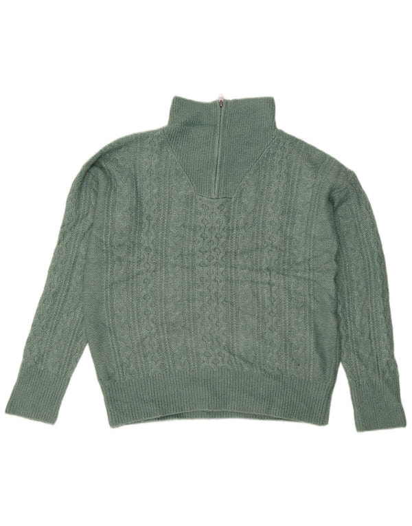 Suéter tipo jersey de gran tamaño con cremallera y cuello para mujer de Fat Face UK 42 Nylon verde mediano