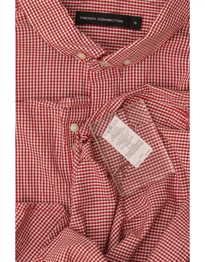 Camisa de hombre French Connection pequeña de algodón a cuadros rojos